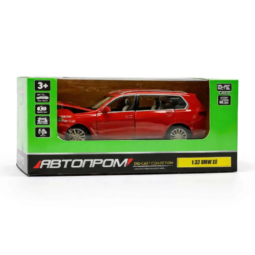 Машинка Автопром BMW Х7 красная металл свет звук 16см  68470 фото 3