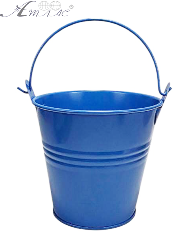 Відерко Декоративний метал 9,5 х 9,5см Диз № 3 три смуги Синє  17831