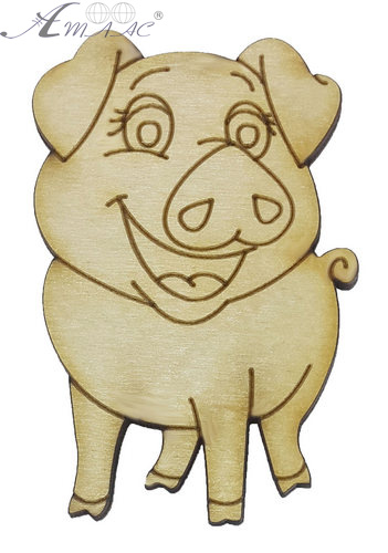 Фігурка фанерна - Порося №  2 з великим п'ятачком 51 х 75 мм з магнітом AS-4803, В-0352