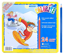 Олівці кольорові Marco Colorite 24 кольорів шестигранні в металевому пеналі 1100-24TN