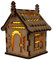 Домик с подсветкой №  4/5 свет - Быстрое трехцветное переключение, обычный выключатель, фанера AS-5507, Е-008