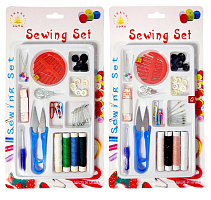 Набор для шитья Ниток 4 цвета с иголками + ножницы  00435