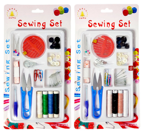 Набор для шитья Ниток 4 цвета с иголками + ножницы  00435