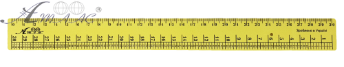Линейка 30 см Закройщика желтая AS-0617