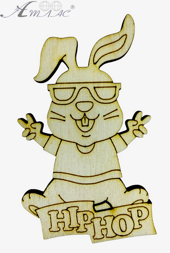 Фігурка фанерна - Кролик № 13 в окулярах 8,5*5см  AS-4587