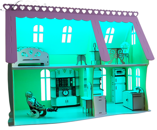 Домик № 7 ( 2 этажа, 4 комнаты ) - Крашеная фанера + подсветка + пульт - 101 х 55 х 78 см AS-4284, BF-007 фото 2 Домик № 7 ( 2 этажа, 4 комнаты ) - Крашеная фанера + подсветка + пульт - 101 х 55 х 78 см AS-4284, BF-007 фото 2