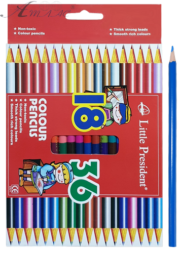 Олівці кольорові двосторонні Little President 36 кольору 18 шт 1836 Олівці кольорові двосторонні Little President 36 кольору 18 шт 1836