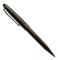 Ручка шариковая De Cambr BP165- 2 серебристая с золотыми вставками, чешуя, поворотная 04005