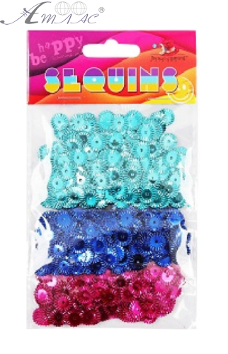 Пайетки Круглые 10 мм 3в1 цветные 15 грамм 160390