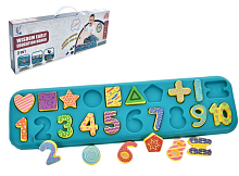 Игрушка Деревянная Доска учебная с цифрами и фигурками 39х11см  02585