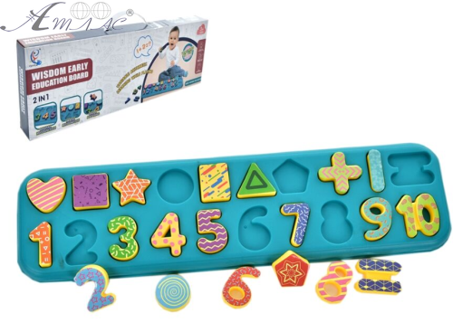 Игрушка Деревянная Доска учебная с цифрами и фигурками 39х11см  02585