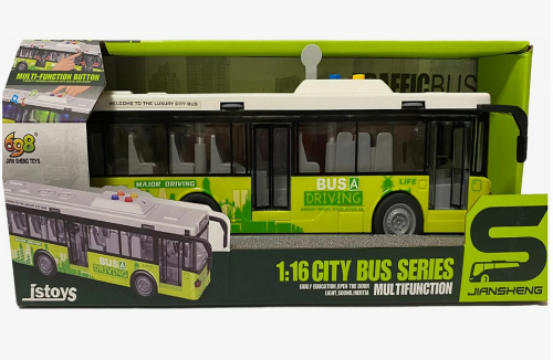 Игрушка Автобус Салатовый двери открываются свет звук 26 см  JS120