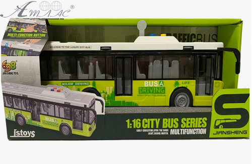 Іграшка Автобус Салатовий двері відчиняються світло звук 26 см  JS120