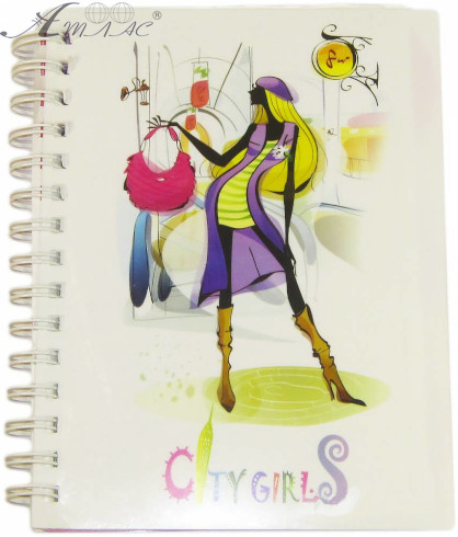 Блокнот-спираль с разделителями YES А5 144 л "City girls" # пластиковая обложка 150948