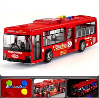 Іграшка Автобус Sity червоний двері відчиняються + світло + звук 28 см  1106А