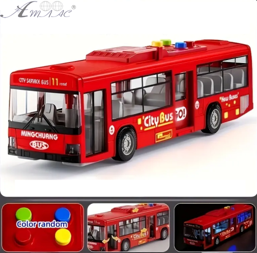 Игрушка Автобус Sity красный двери открываются+свет+звук 28 см  1106А