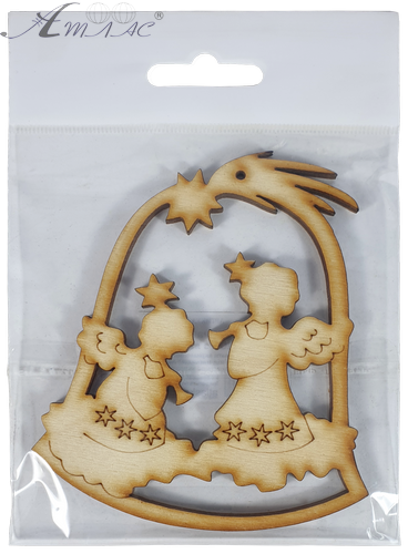 Фігурка фанерна - Дзвіночок з двма янголами 8,8 x 10 см AS-4659, В-0194 фото 2