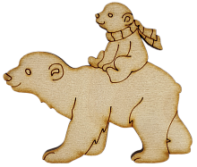 Фигурка фанерная - Мишка с медвежонком на спине 7,5 см AS-4684, В-0252