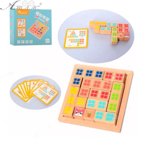 Игрушка Деревянная Тетрис с заданиями 20х18х4 см в коробке  MD2773