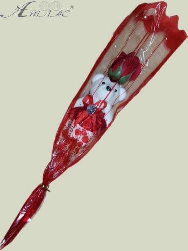 Декор Топпер Ведмедик з мильною трояндою 38 см  09386