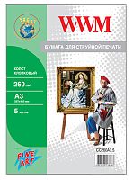 Фото-бумага Холст А3 260 г 5 л WWM натуральный хлопковый CC260A3.5