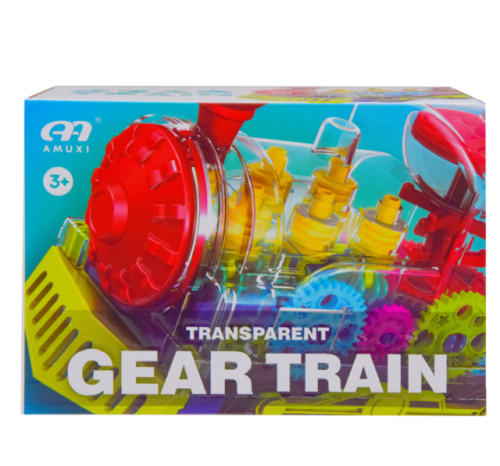Игрушка Паровоз прозрачный с шестерёнками ездит со светом и звуком  08939