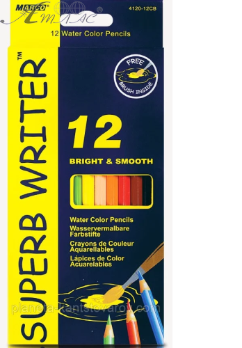 Олівці акварельні кольорові Marco Superb Writer 12 кольорів, шестигранні  4120-12СВ