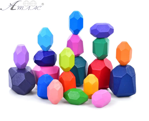 Іграшка Дерев'яна Пірамідка з камінців 20 фігур  MD2916 фото 2