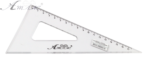 Трикутник 17 см прозорий надрукований AS-0260, К-9030