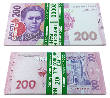 Игрушка Деньги Сувенирные пачка  200 грн примерно 80 шт в пачке 07147