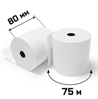 Бумага для кассовых аппаратов кассовая лента однослойная терморулон 80 мм 75 м  153652