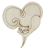 Фигурка фанерная - Сердце с кошкой 5,5 х 5,5 см AS-4730, В-0282