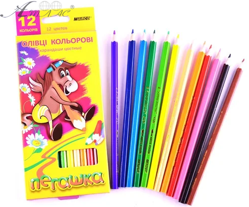 Олівці кольорові Marco пегашку 12 кольорів шестигранні 1010-12СВ