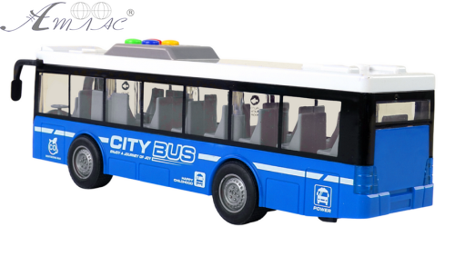 Іграшка Автобус CITY SERIES Синій двері відкриваються світло звук 28 см  RJ5503 фото 3