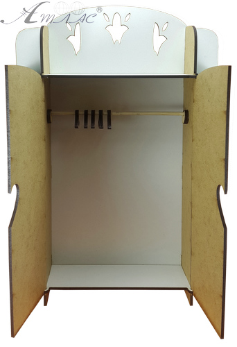 Мебель для кукол ростом 30 см - Шкаф № 5 платяной из МДФ AS-6021, М-2048 фото 2 Мебель для кукол ростом 30 см - Шкаф № 5 платяной из МДФ AS-6021, М-2048 фото 2