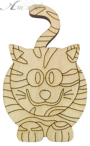 Фігурка фанерна - Тигр №  7 кругленький з хвостиком вгору 4,5 х 7 см AS-4542