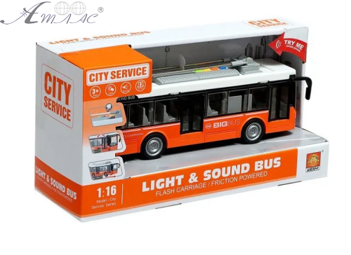 Игрушка Машинка City Service Троллейбус со светом, двери открываются, 28 см 911В Игрушка Машинка City Service Троллейбус со светом, двери открываются, 28 см 911В