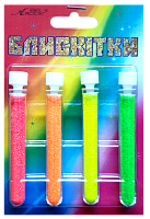 Блестки (Глиттер) Набор №  6 - 2 гр ( 4 шт ) Флуоресцентные - Лимонный + Зеленый + Персиковый + Оранжевый AS-2206, А-975