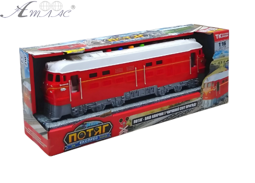 Игрушка Поезд тепловоз красный свет звук 34 см  94308 фото 2