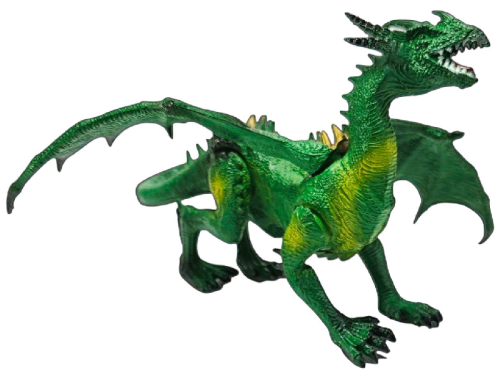 Игрушка Дракон фигурка Зеленый с крыльями 16см резина  10717
