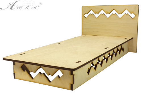 Меблі для ляльок ростом 30 см - Ліжко № 5 з фанери AS-4028