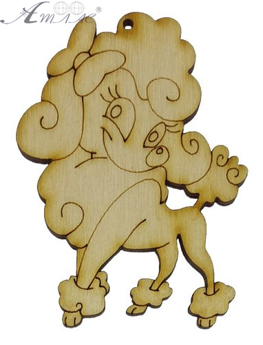 Фігурка фанерна - Песик №  5 пуделиха 70 х 53 мм з магнітом AS-4781, В-0308