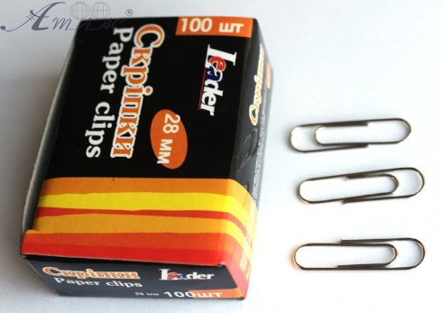 Скрепки канцелярские 28 мм Leader, Saldo 100 шт 325800, Н1012 Скрепки канцелярские 28 мм Leader, Saldo 100 шт 325800, Н1012