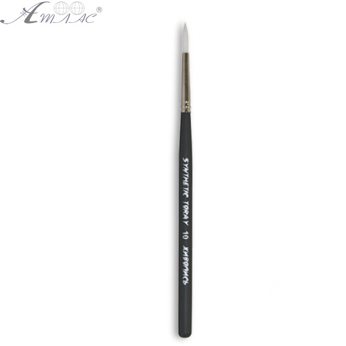 Кисть синтетическая круглая Synt.Toray № 10 черная, толстая ручка 18 см 1211
