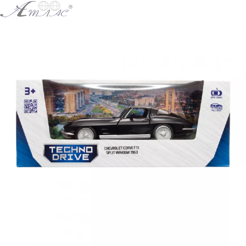 Машинка Techno Drive Chevrolet Corvette Split Window 1963 рік чорний матовий  250411U фото 3