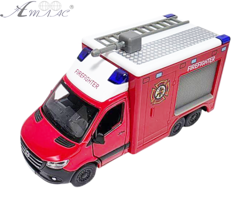Машинка Kinsmart Mersedes-Benz Sprinter Firefighter пожарная будка  KT5478W-2