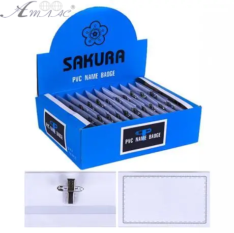 Бейдж горизонтальный на защипе 57 х 90 мм с булавкой SAKURA 0091