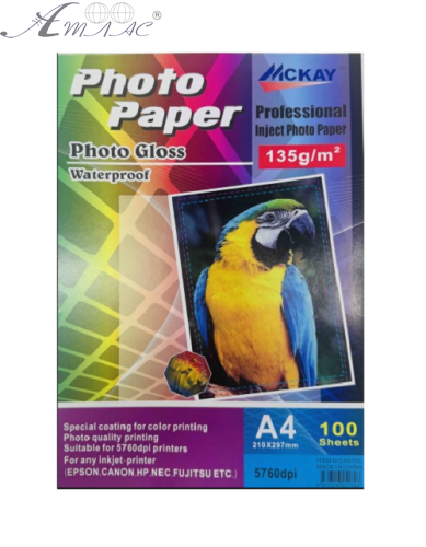 Фотопапір Глянцевий А4 135г/м2 100 аркушів MCKAY  89135