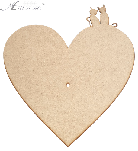 Основа для годинника з МДФ № 8 Серце з котиками 37 x 40 см AS-6508, М-2008 Основа для годинника з МДФ № 8 Серце з котиками 37 x 40 см AS-6508, М-2008