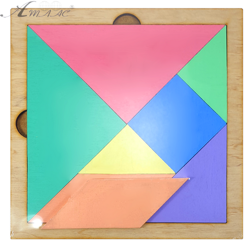 Танграм КОЛЬОРОВИЙ з двух боків з фанери на МДФ основі 20 х 20см  AS-7145 фото 2
